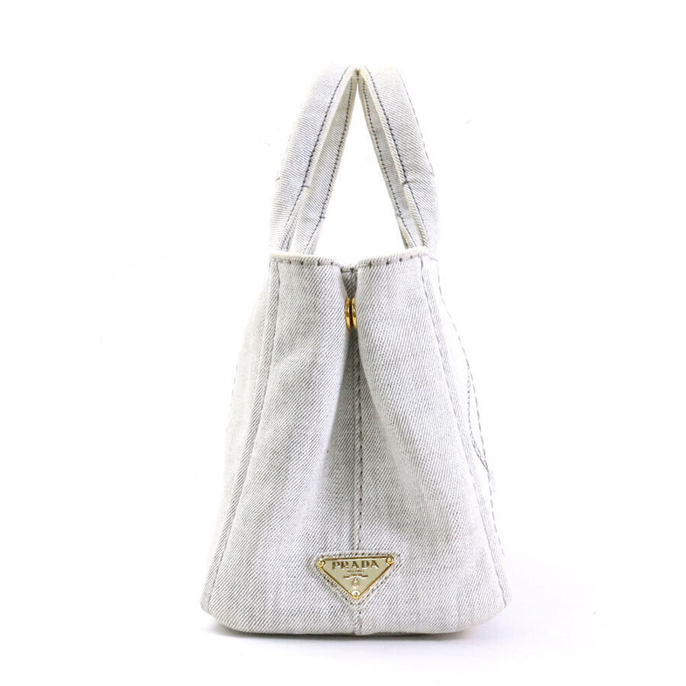 Prada Gold 2way Bag Canvas Gray Canapa Shoulder Gold Gray
